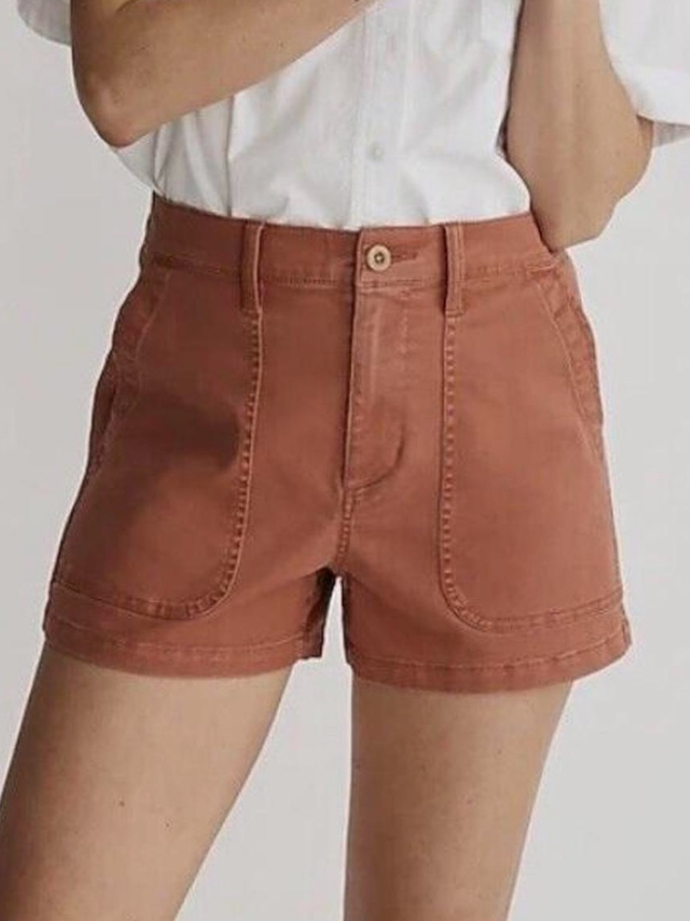 Madewell High-Rise Rust Cotton Utility Shorts - Women's